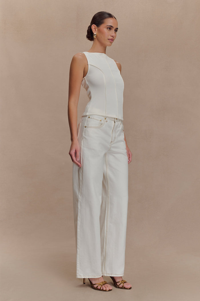 Coraline Panelled Sleeveless Top - White