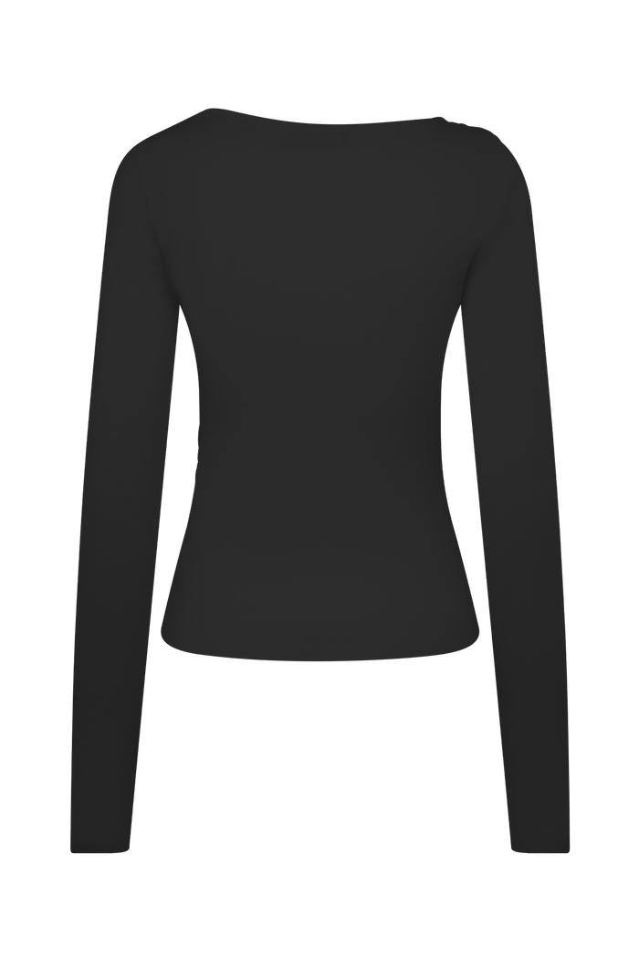 Culver Draped Twist Knit Top - Black