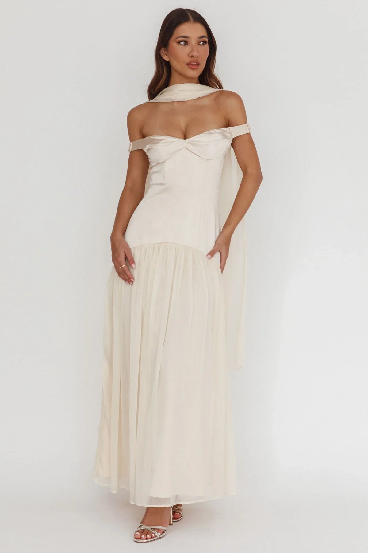 Kaycee Drop Waist Maxi Dress Champagne