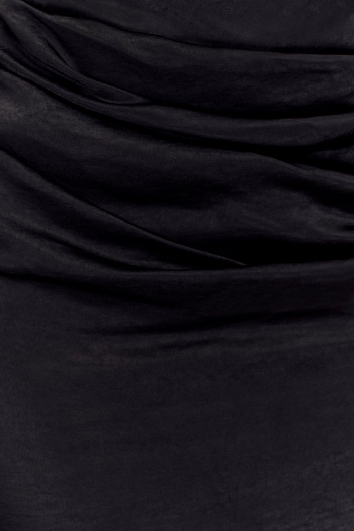Dalia Off Shoulder Satin Maxi Dress - Black