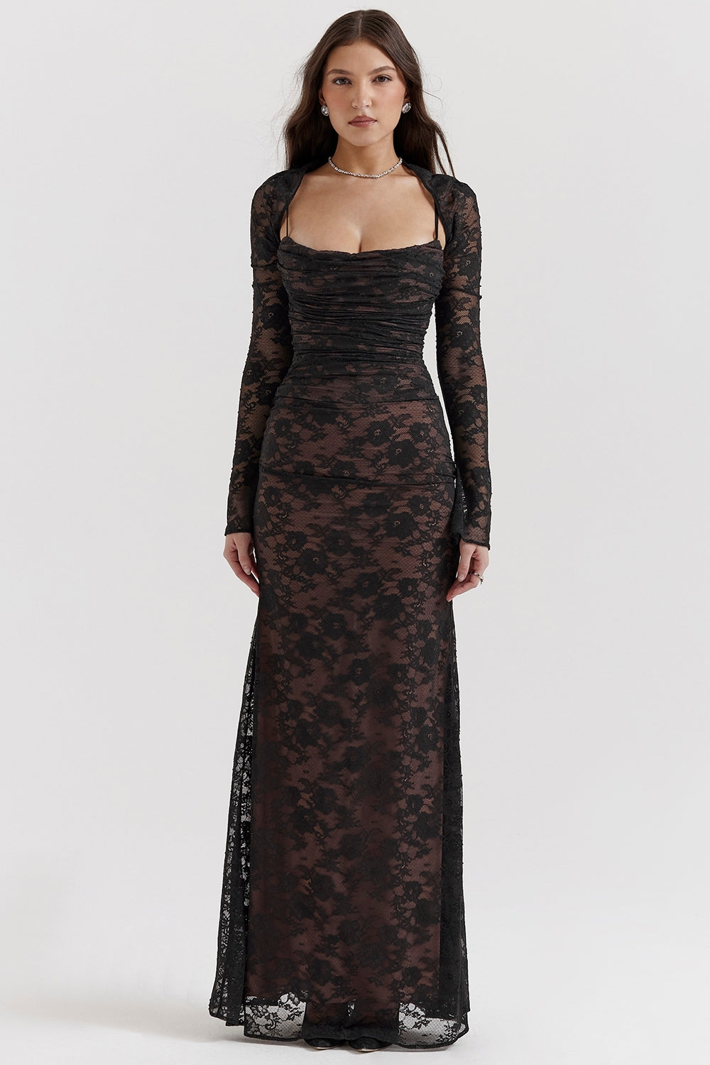black lace maxi dress