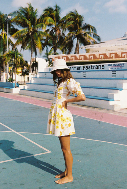 Deon Button Mini Dress - Yellow