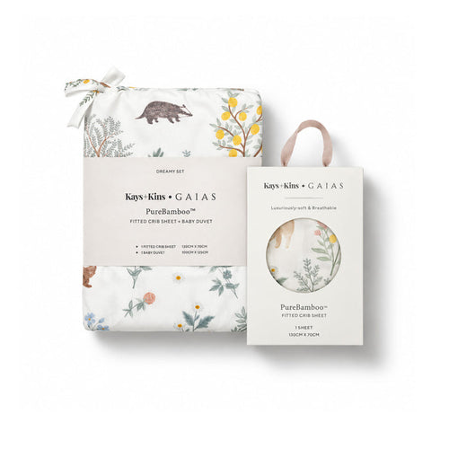 Duvet + Fitted Crib Sheet Set - Woodland Citrus