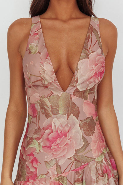 Veda Strappy Back Maxi Dress Roses Blush