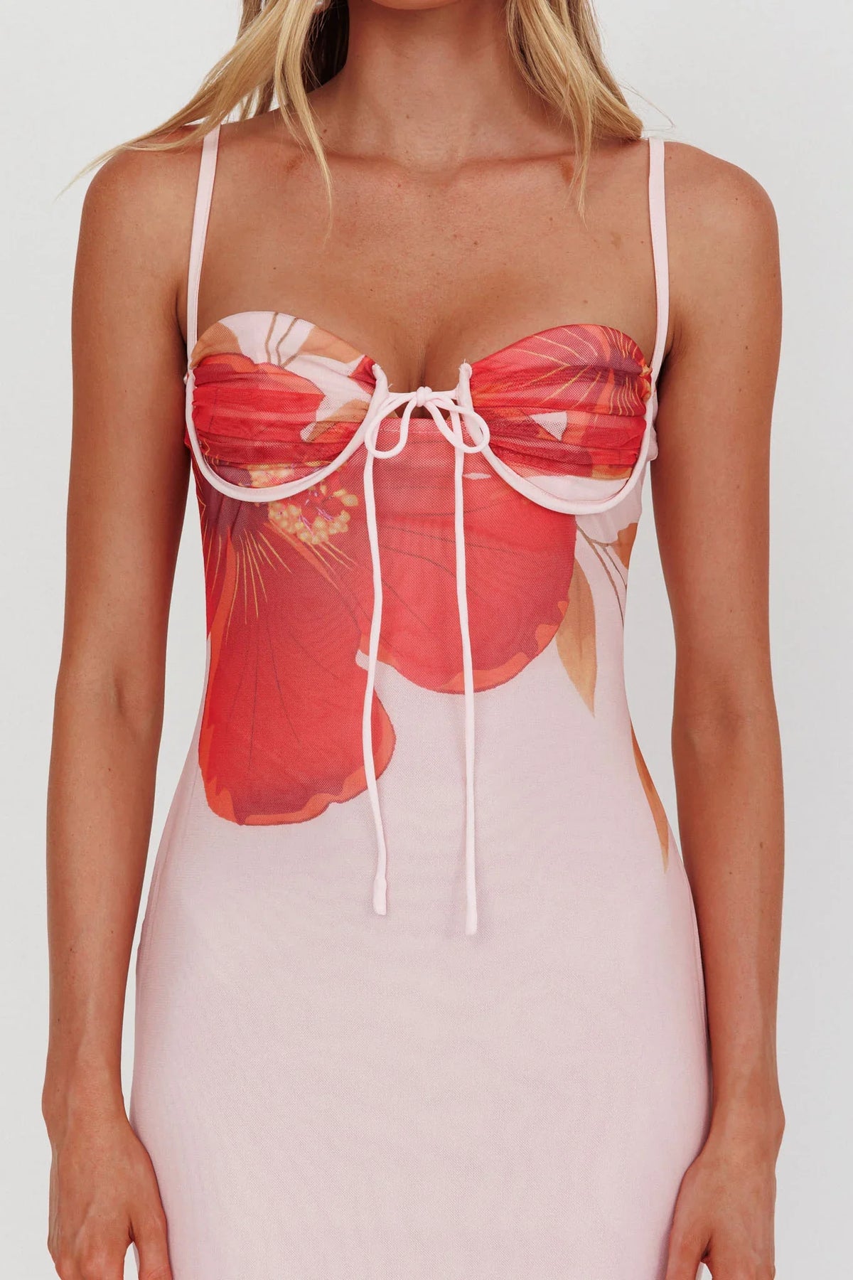 Fortune Bust Tie Maxi Dress Hibiscus Pink