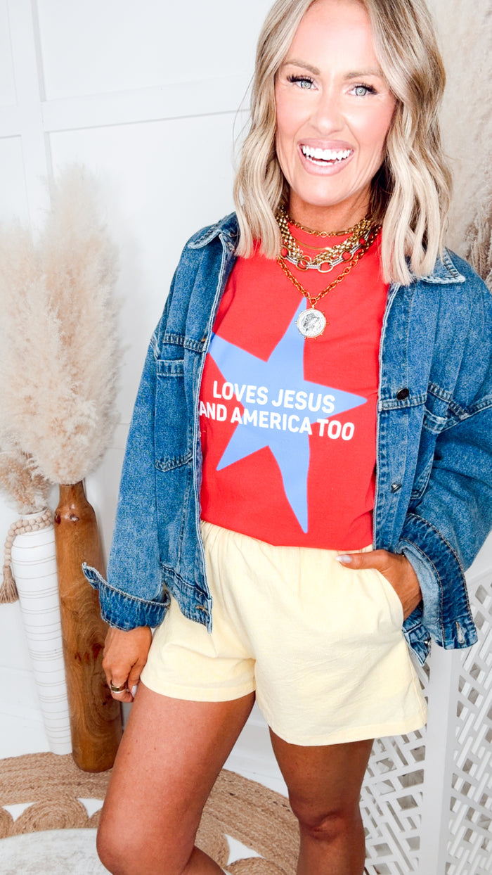 Easy Days Stripe Shorts-Lemon