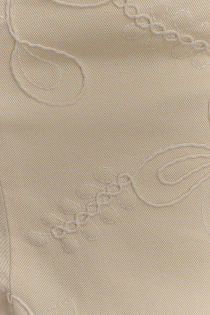 Ebony Embroidered Denim Jeans - Cream