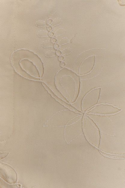 Ebony Embroidered Denim Micro Shorts - Cream