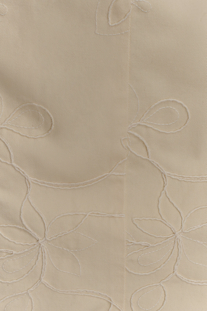 Ebony Embroidered Denim Mini Dress - Cream