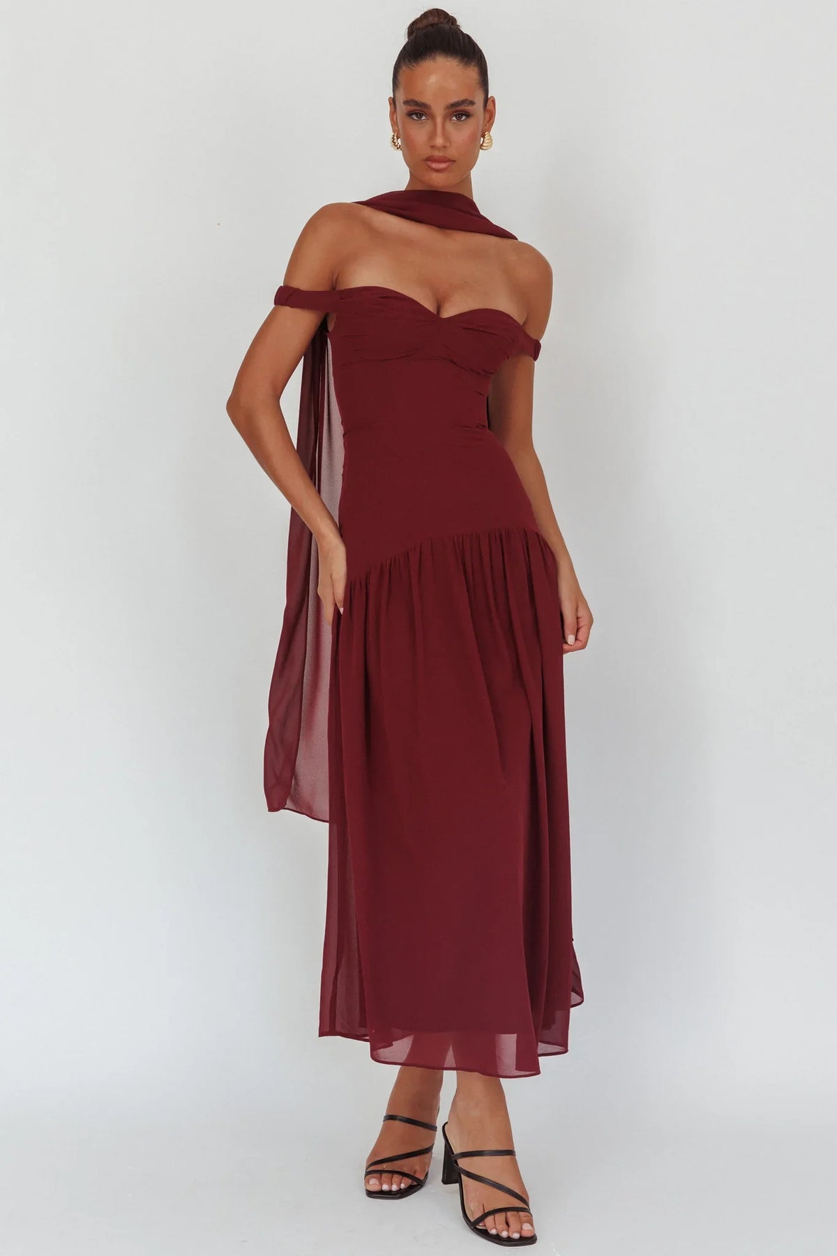 Kaycee Drop Waist Maxi Dress Wine