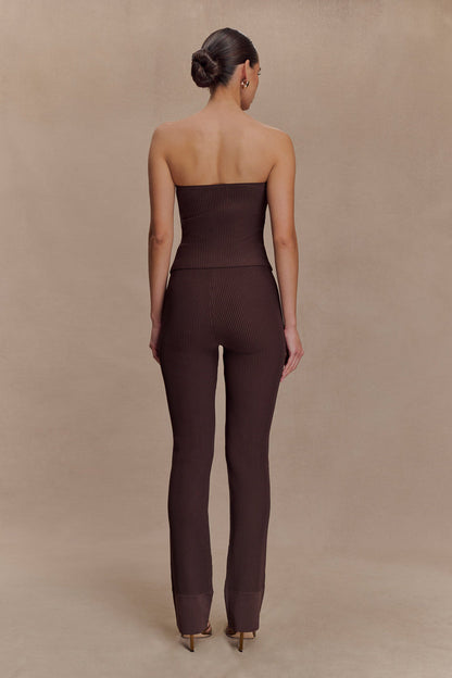 Elodie Ribbed Knit Pants - Chocolate