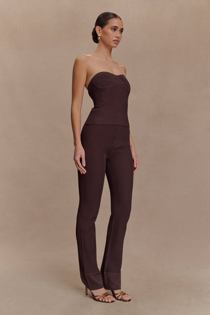 Elodie Ribbed Knit Pants - Chocolate