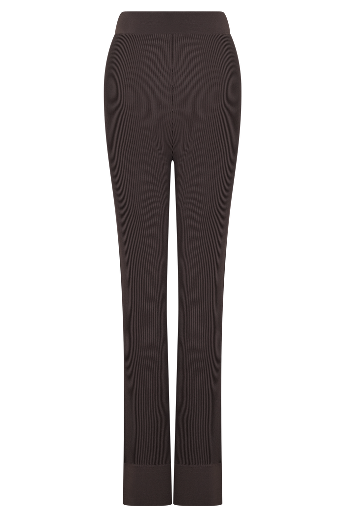 Elodie Ribbed Knit Pants - Chocolate
