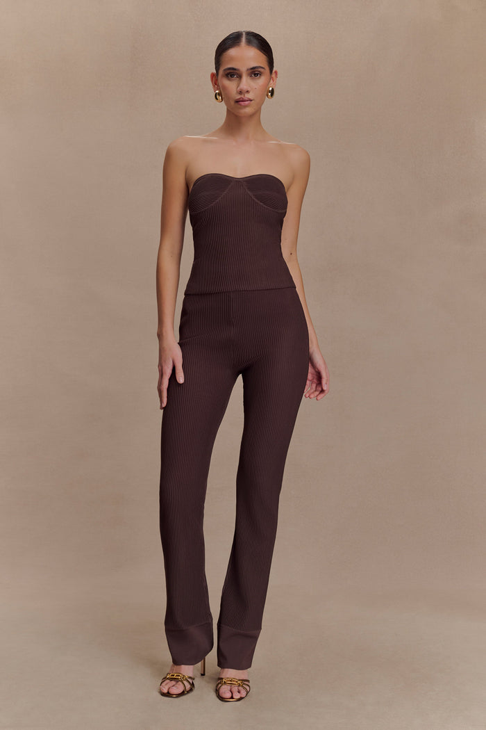 Elodie Strapless Cupped Knit Top - Chocolate