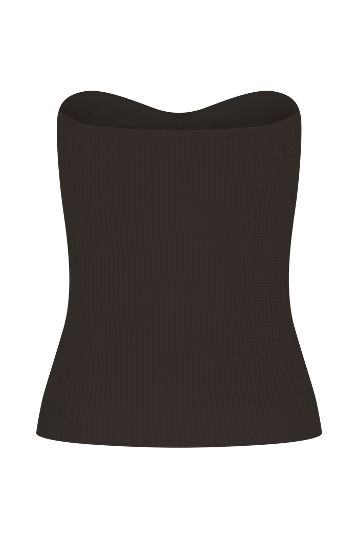 Elodie Strapless Cupped Knit Top - Chocolate