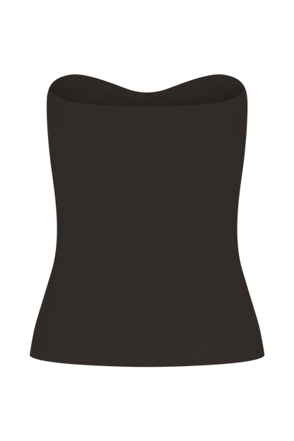 Elodie Strapless Cupped Knit Top - Chocolate