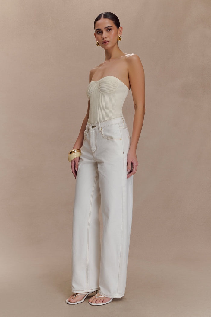 Elodie Strapless Cupped Knit Top - Ivory