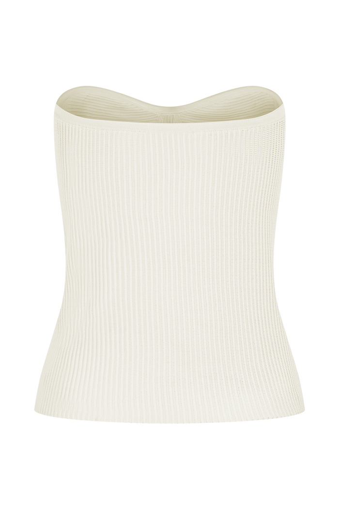 Elodie Strapless Cupped Knit Top - Ivory