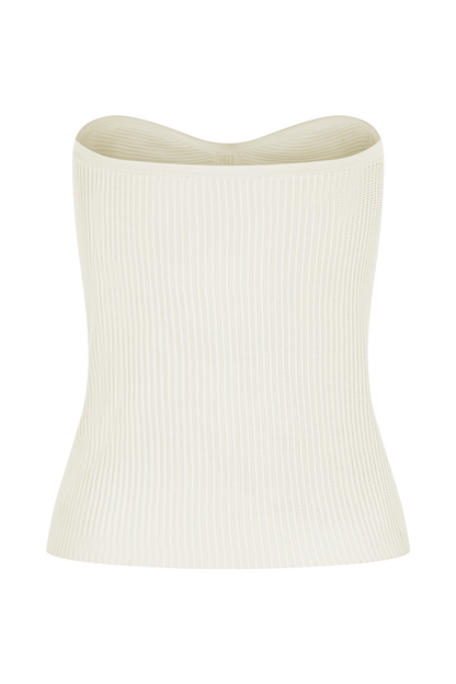 Elodie Strapless Cupped Knit Top - Ivory