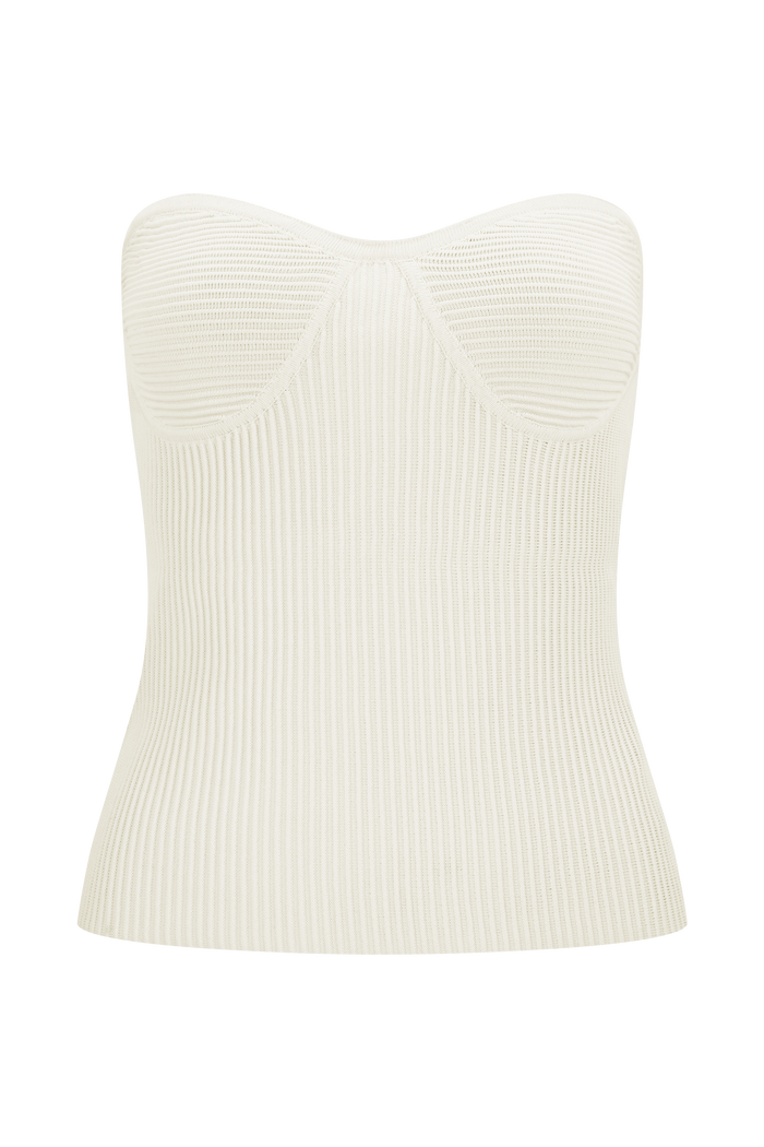 Elodie Strapless Cupped Knit Top - Ivory