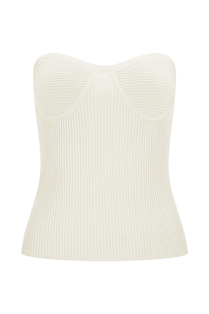 Elodie Strapless Cupped Knit Top - Ivory