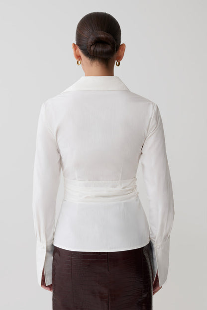 Eugenia Wrap Cotton Shirt - White