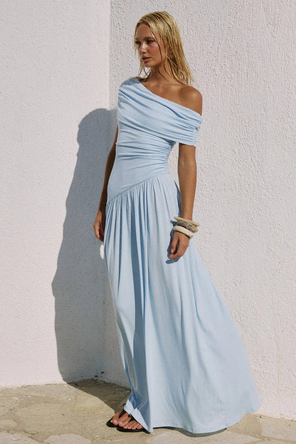 MALANI ONE SHOULDER MAXI DRESS - BLUE