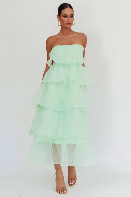 Behati Tiered Layer Midi Dress Mint