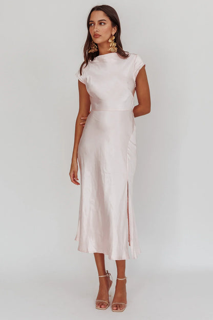 Lucinda Twist Back Midi Dress Blush