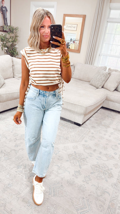- FINAL SALE- The Shoreline Stripe Top-Clay