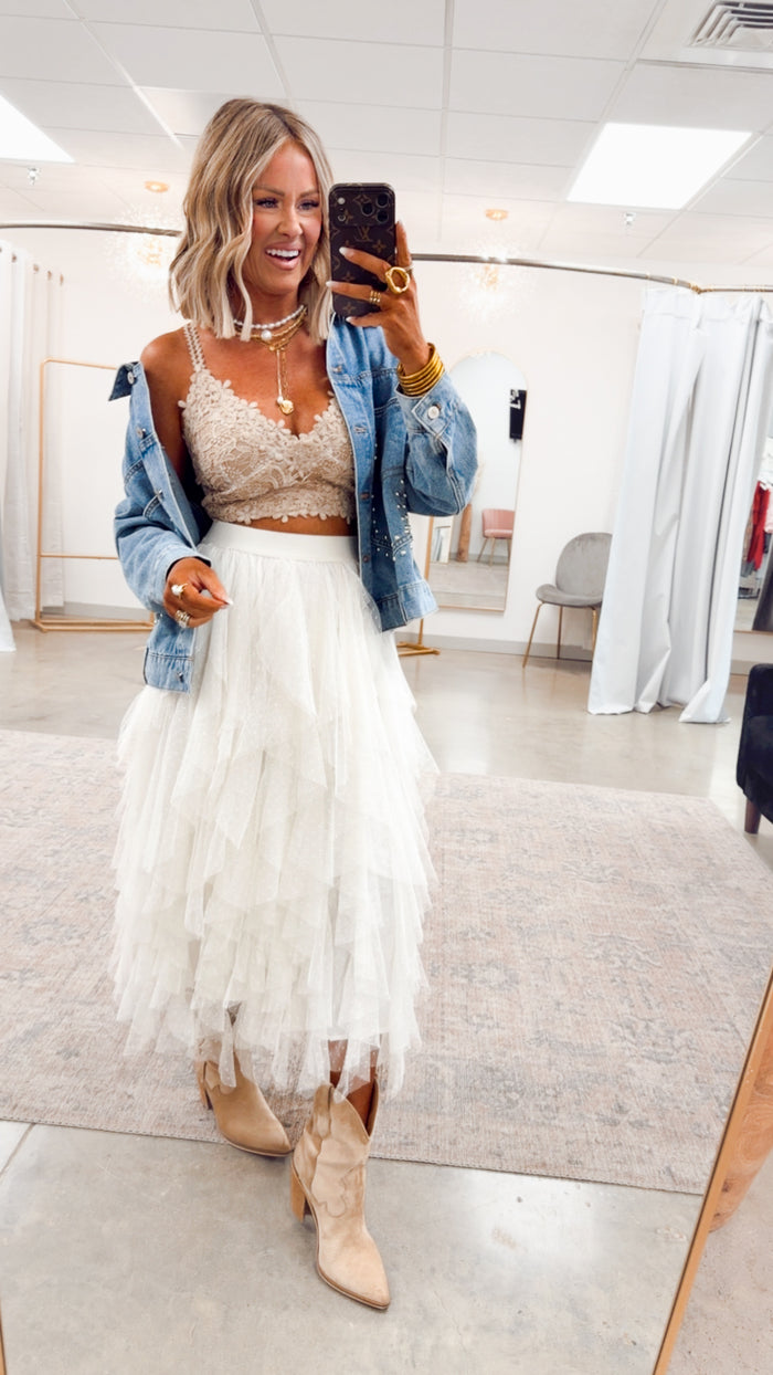 -FINAL SALE-The Darling Dot Midi Skirt