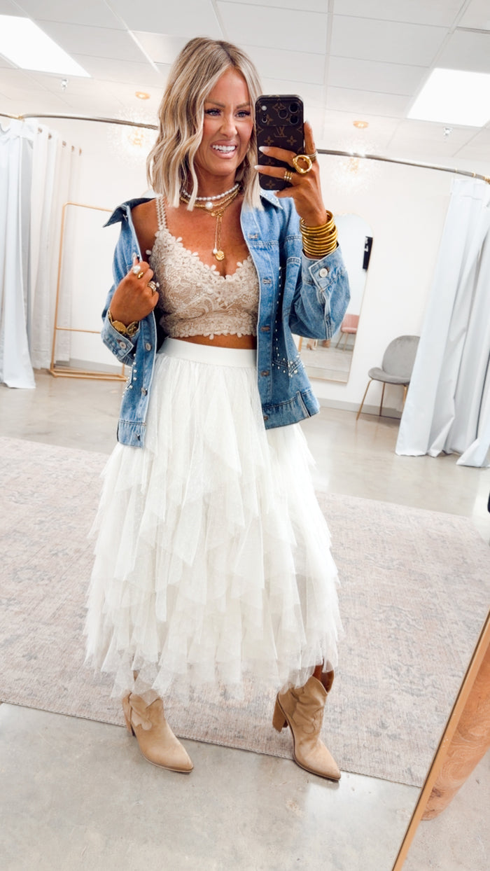 -FINAL SALE-The Darling Dot Midi Skirt