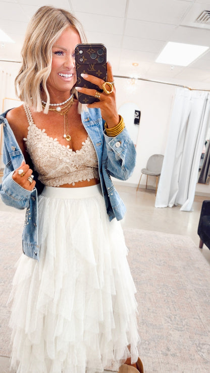 -FINAL SALE-The Darling Dot Midi Skirt