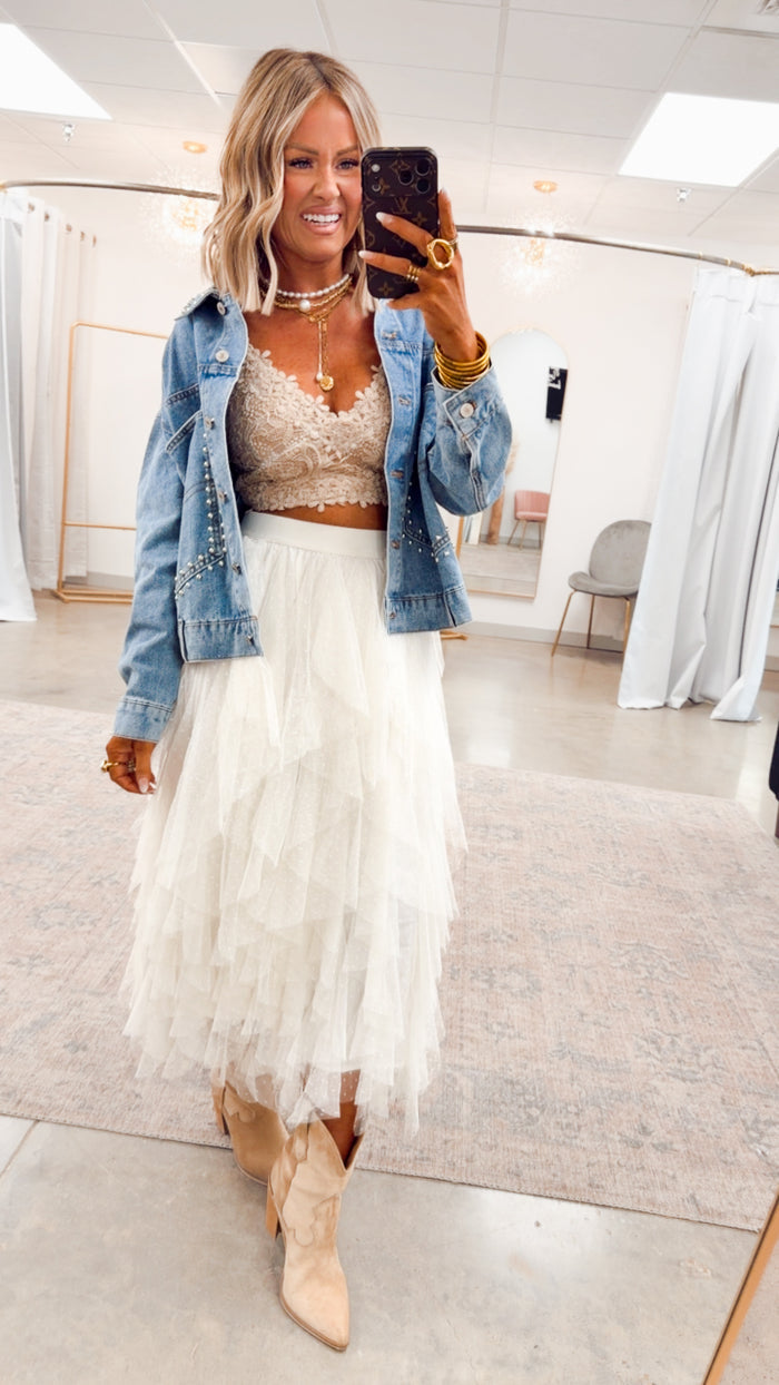 -FINAL SALE-The Darling Dot Midi Skirt