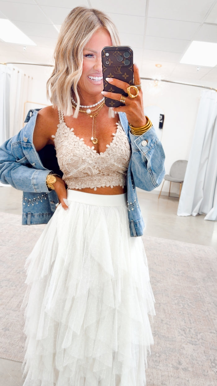 -FINAL SALE-The Darling Dot Midi Skirt