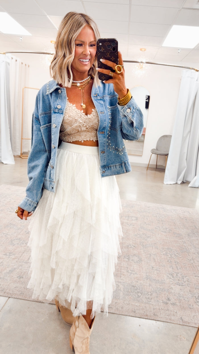 -FINAL SALE-The Darling Dot Midi Skirt