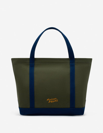 Fox Head Leather Pocket Classic Tote Bag Military Green/ink Blue