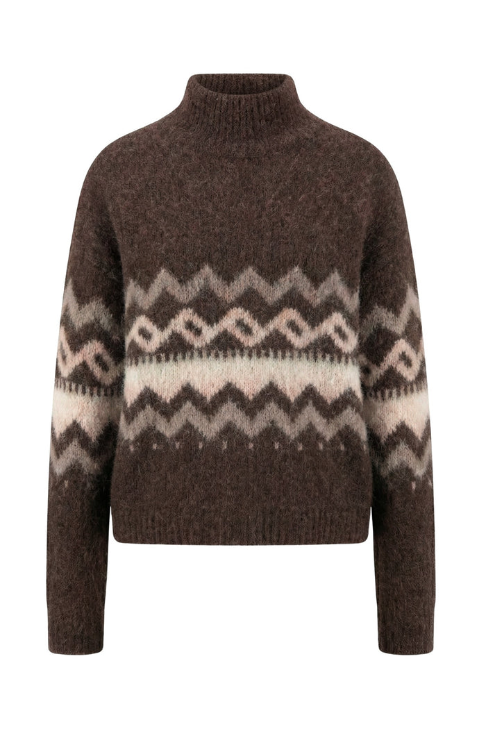 Fynch Hatton 2609 7470 Norway Hairy Yarn Jumper Espresso by Fynch Hatton Shop Fynch Hatton at Dotique