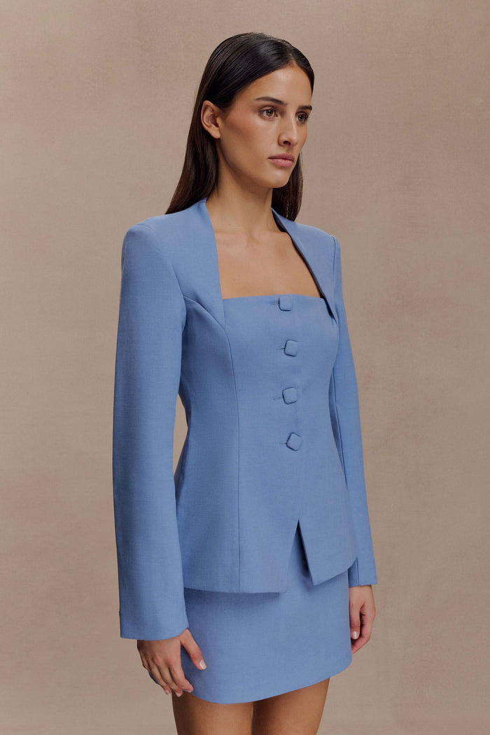 Gina Suiting Mini Skirt - Ocean Blue