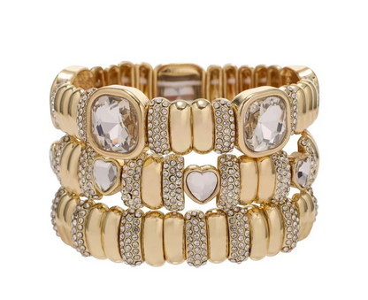 Golden Heart Crystal Stack Set