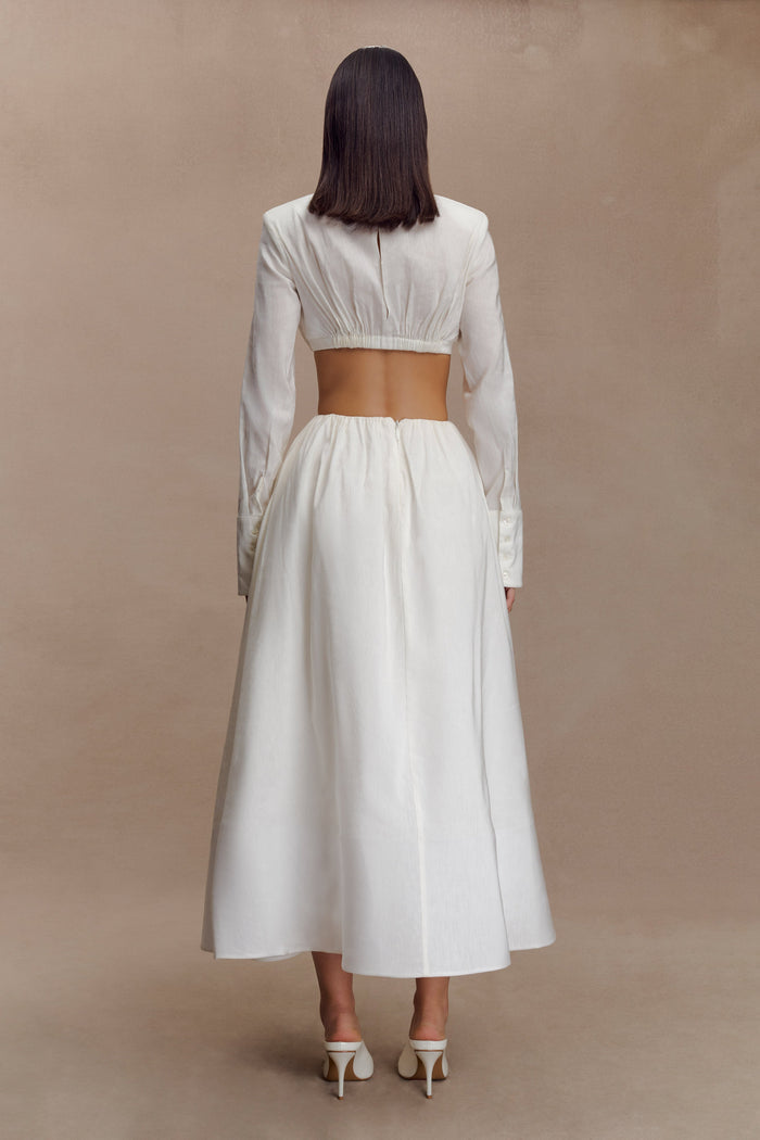 Greta Gathered Maxi Skirt - White