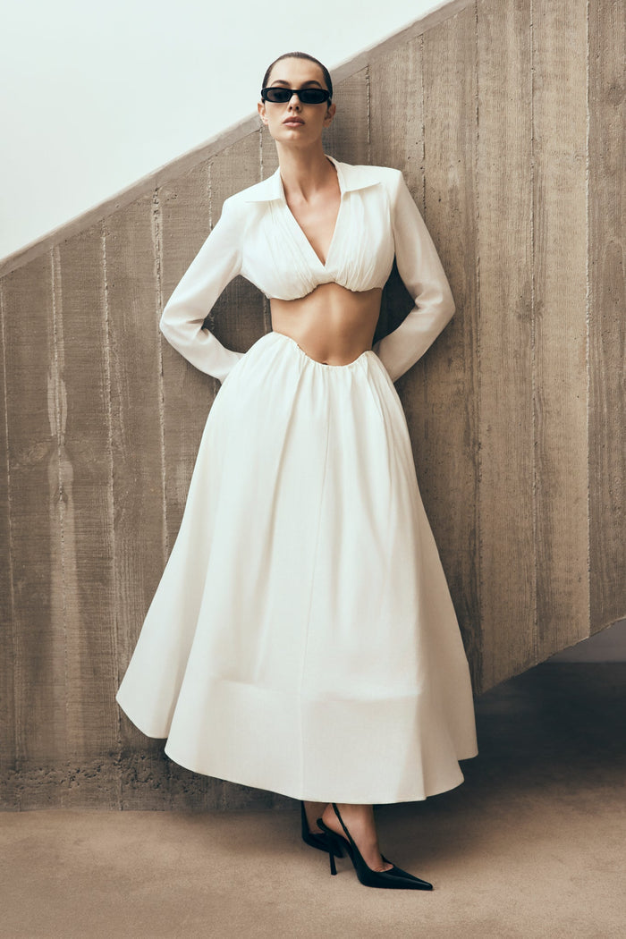 Greta Shirt Bra - White