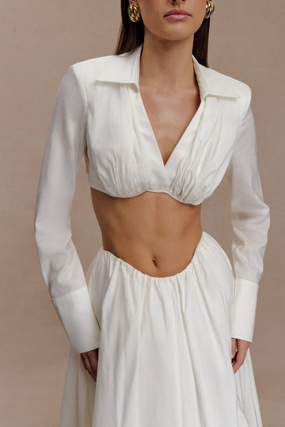 Greta Shirt Bra - White