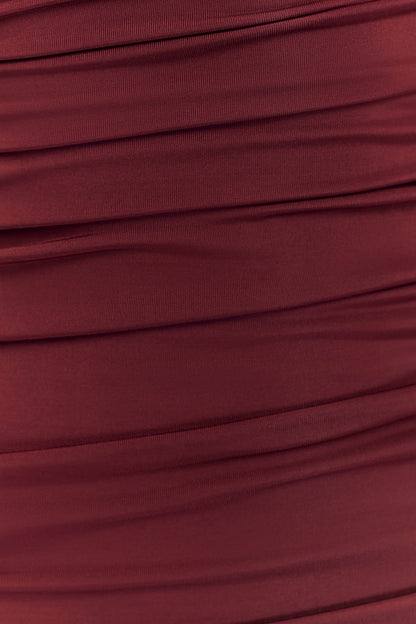 Hayden Long Sleeve Plunge Maxi Dress - Wine