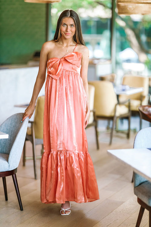 Dance Floor Bound Maxi Dress - Dark Peach