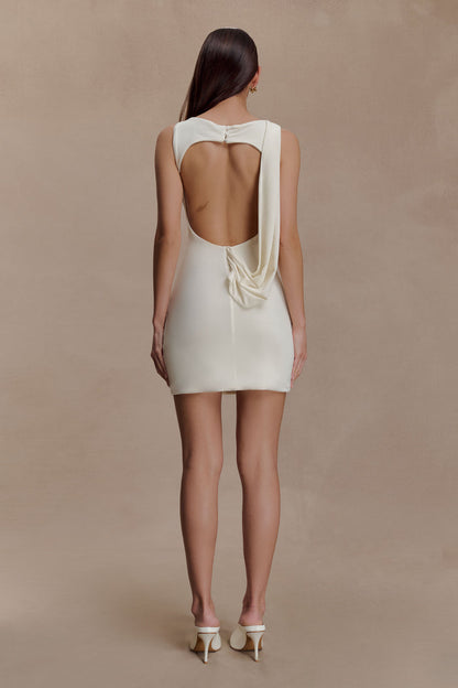 Henley Slinky Drape Mini Dress - Ivory