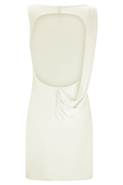 Henley Slinky Drape Mini Dress - Ivory
