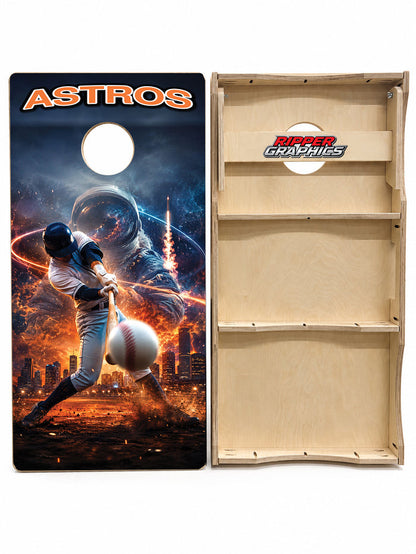 Houston Astros Baseball Inspired Cornhole Design