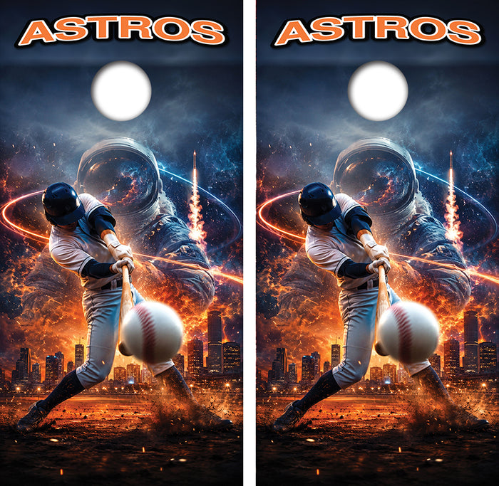 Houston Astros Baseball Inspired Cornhole Design