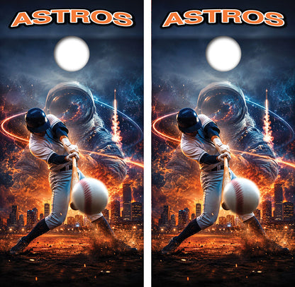 Houston Astros Baseball Inspired Cornhole Design